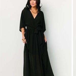 Baltic Born Elegant Black Wrap Maxi Dress